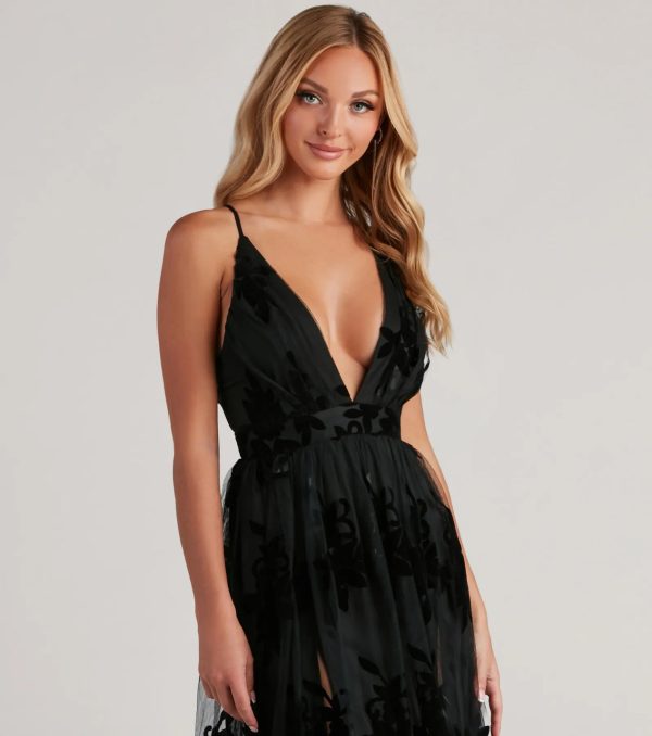 Windsor | Morgan Flocked Velvet A-Line Formal Dress